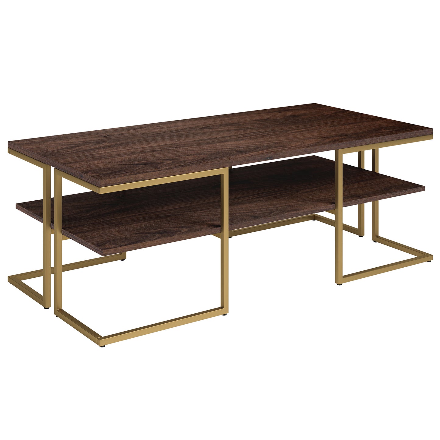 Gold Steel Coffee Table With Shelf By Homeroots | Coffee Tables | Modishstore - 2