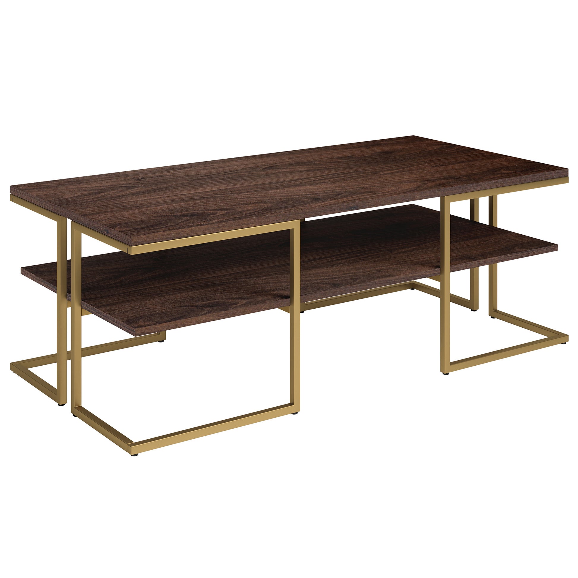 Gold Steel Coffee Table With Shelf By Homeroots | Coffee Tables | Modishstore - 2