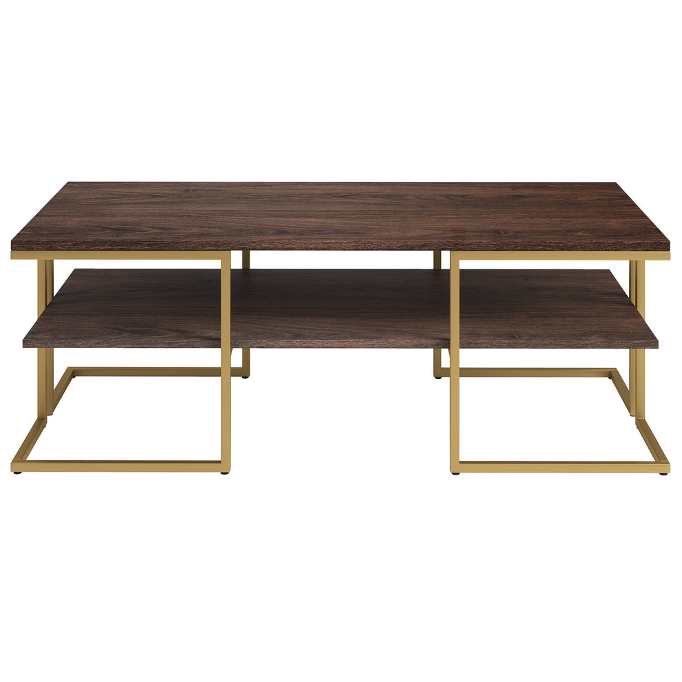 Gold Steel Coffee Table With Shelf By Homeroots | Coffee Tables | Modishstore - 3
