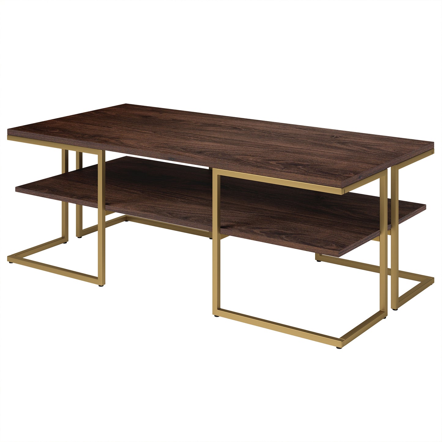 Gold Steel Coffee Table With Shelf By Homeroots | Coffee Tables | Modishstore - 4