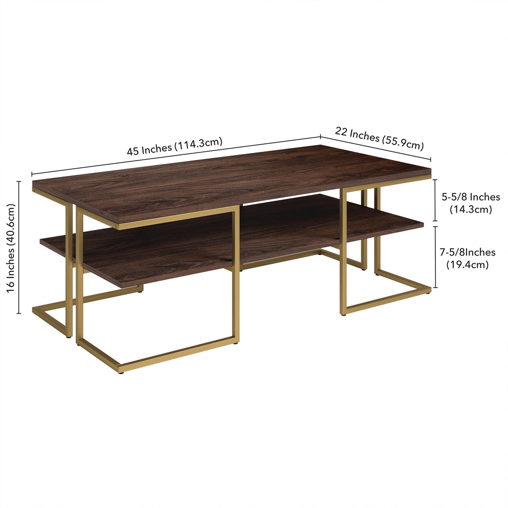 Gold Steel Coffee Table With Shelf By Homeroots | Coffee Tables | Modishstore - 8