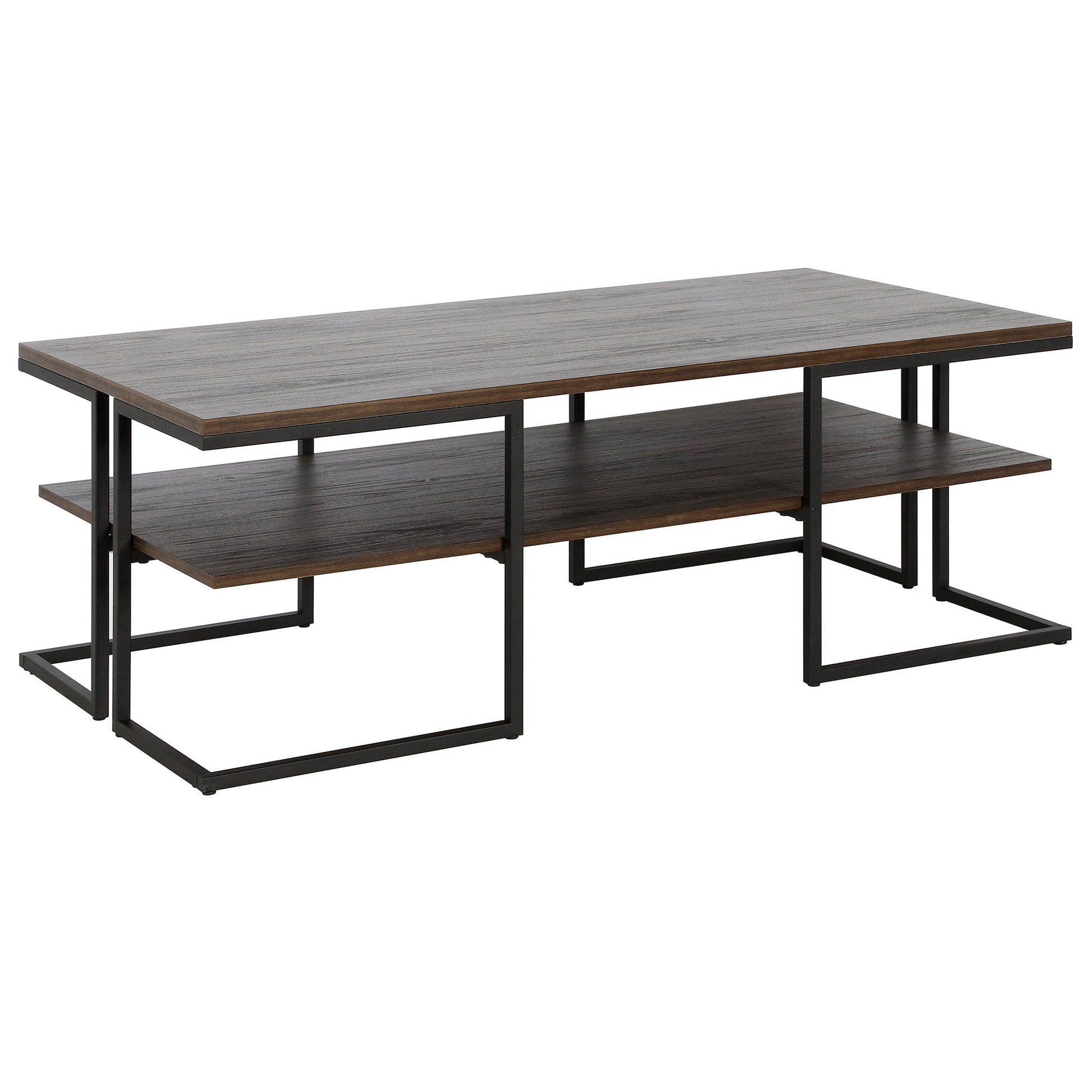 Black Steel Coffee Table With Shelf By Homeroots | Coffee Tables | Modishstore - 2