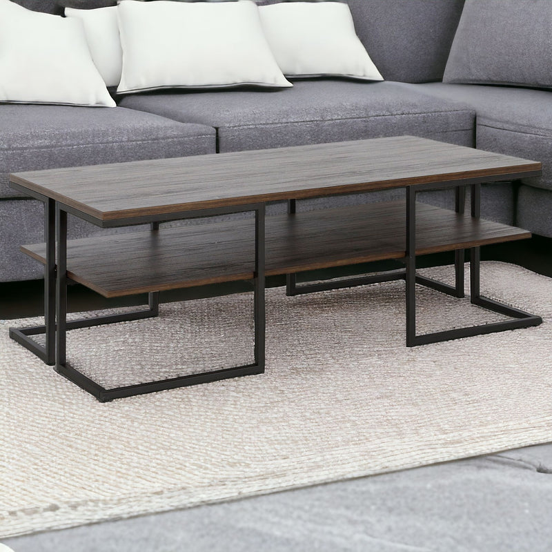 Black Steel Coffee Table With Shelf By Homeroots | Coffee Tables | Modishstore - 1