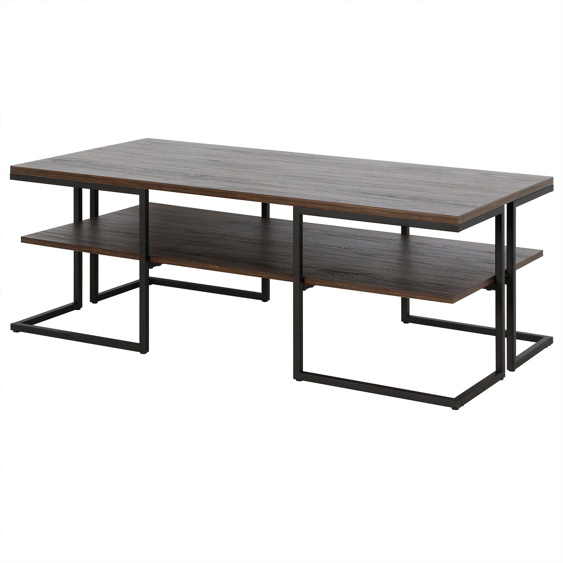 Black Steel Coffee Table With Shelf By Homeroots | Coffee Tables | Modishstore - 4