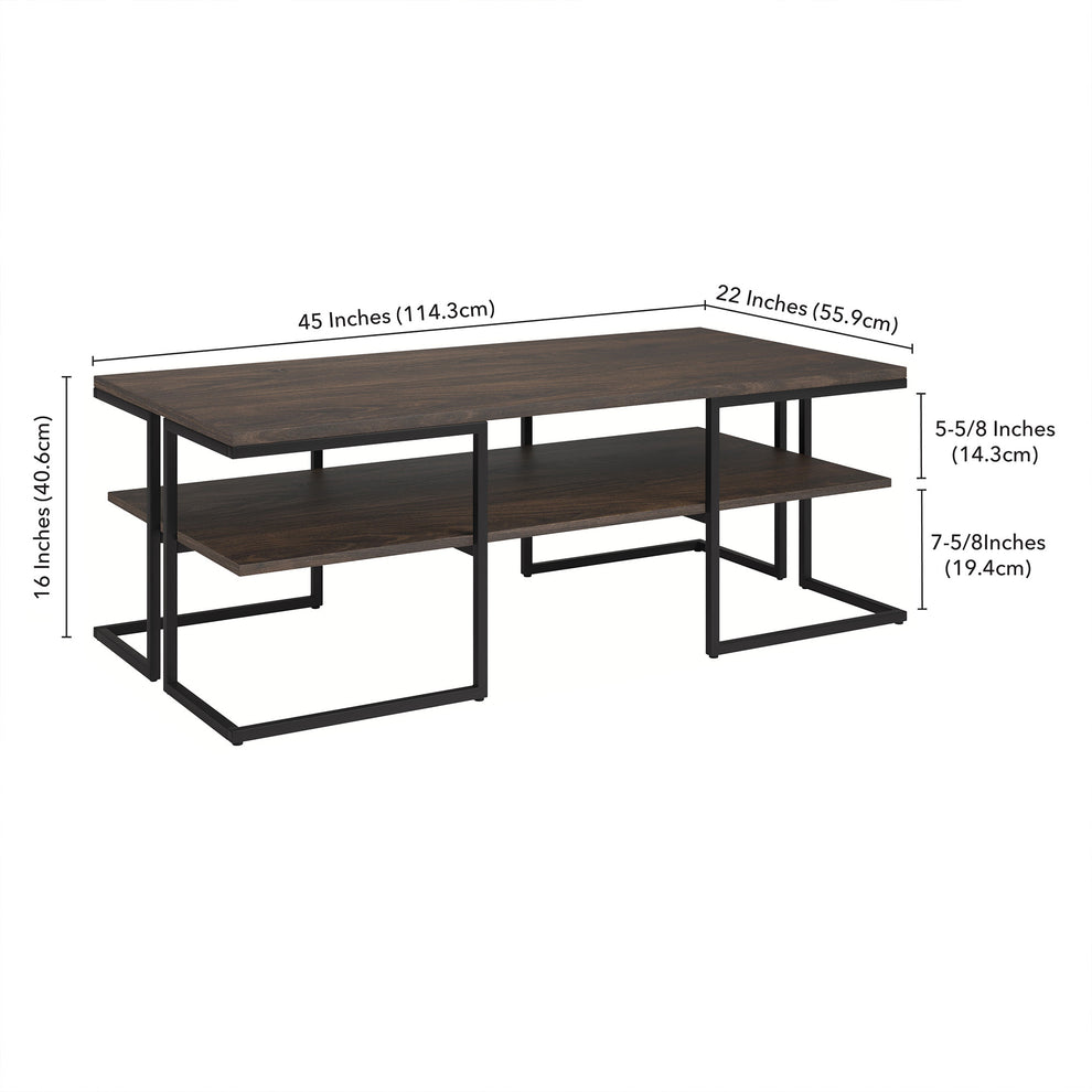 Black Steel Coffee Table With Shelf By Homeroots | Coffee Tables | Modishstore - 8