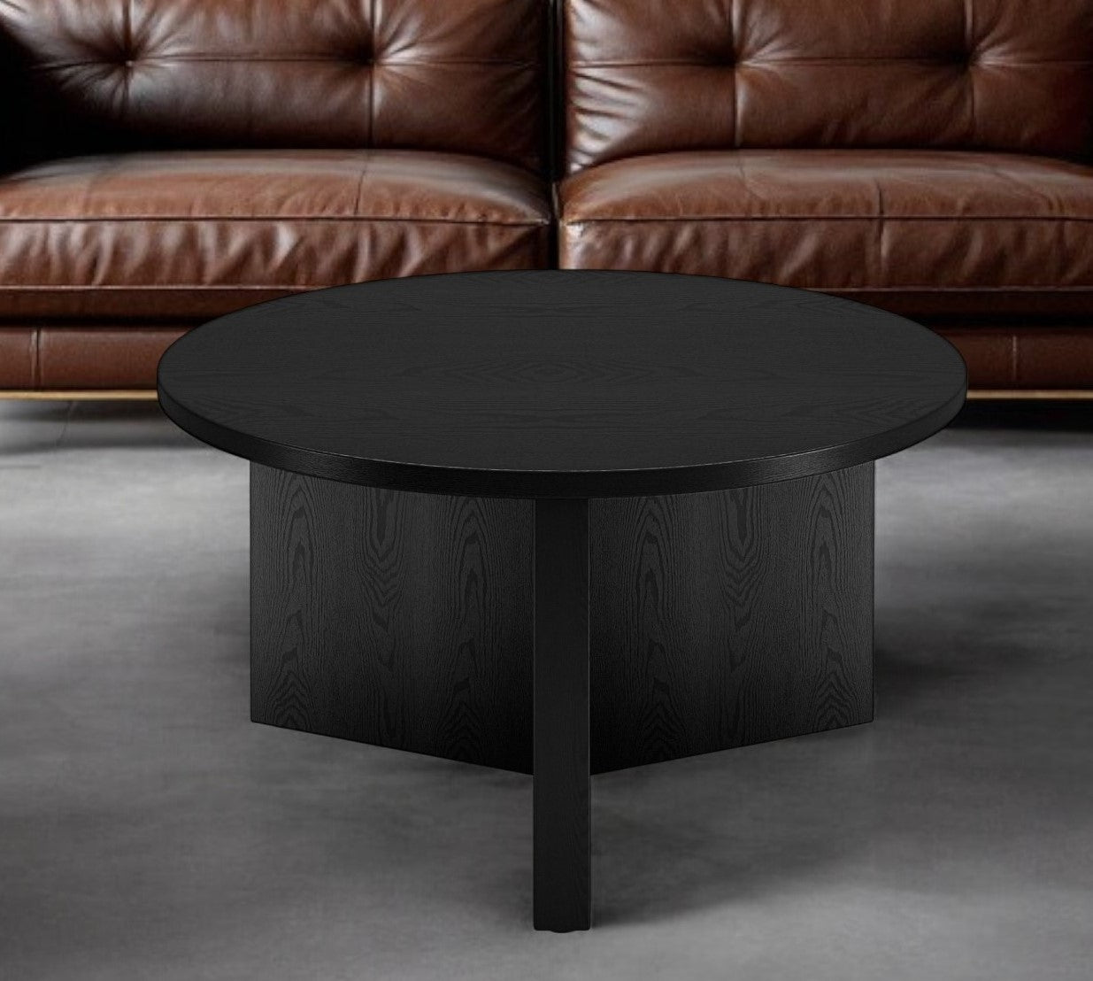 Black Round Coffee Table By Homeroots | Coffee Tables | Modishstore - 2