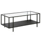 Clear And Black Glass And Steel Coffee Table With Shelf By Homeroots | Coffee Tables | Modishstore - 2