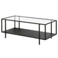 Clear And Black Glass And Steel Coffee Table With Shelf By Homeroots | Coffee Tables | Modishstore - 4