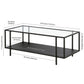 Clear And Black Glass And Steel Coffee Table With Shelf By Homeroots | Coffee Tables | Modishstore - 8