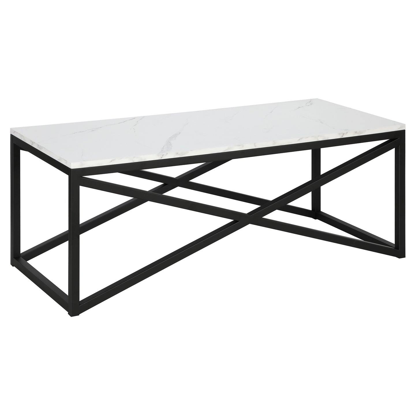 Black Faux Marble And Steel Coffee Table By Homeroots | Coffee Tables | Modishstore - 2