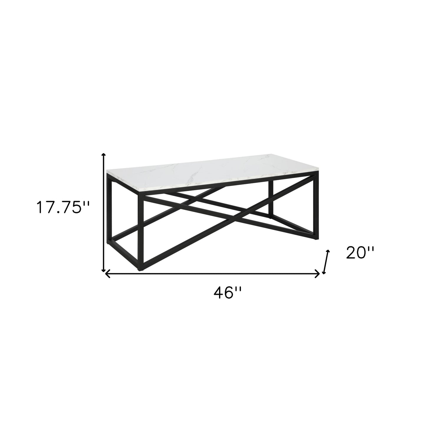 Black Faux Marble And Steel Coffee Table By Homeroots | Coffee Tables | Modishstore - 8