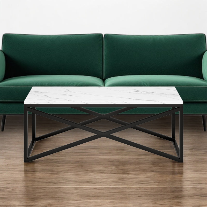 Black Faux Marble And Steel Coffee Table By Homeroots | Coffee Tables | Modishstore - 1