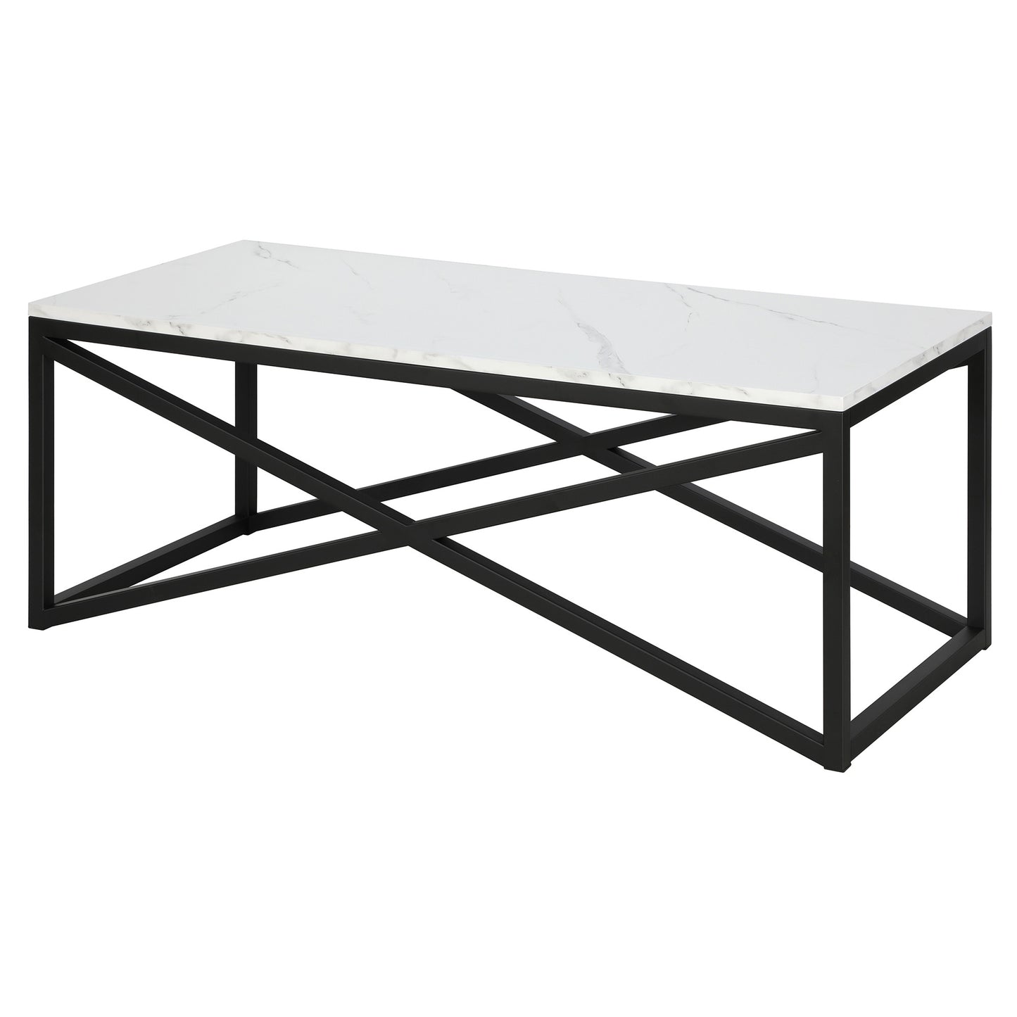Black Faux Marble And Steel Coffee Table By Homeroots | Coffee Tables | Modishstore - 4