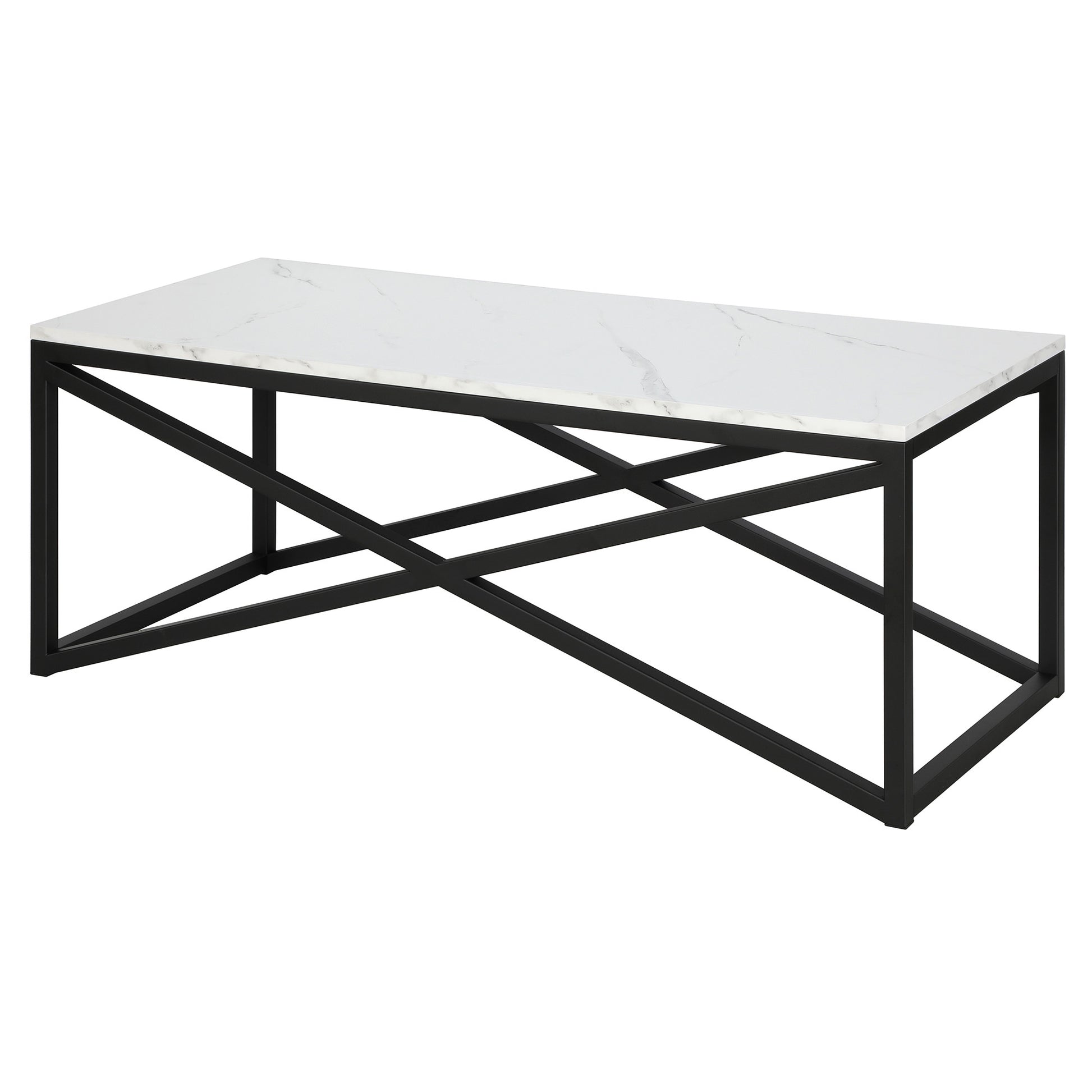 Black Faux Marble And Steel Coffee Table By Homeroots | Coffee Tables | Modishstore - 4