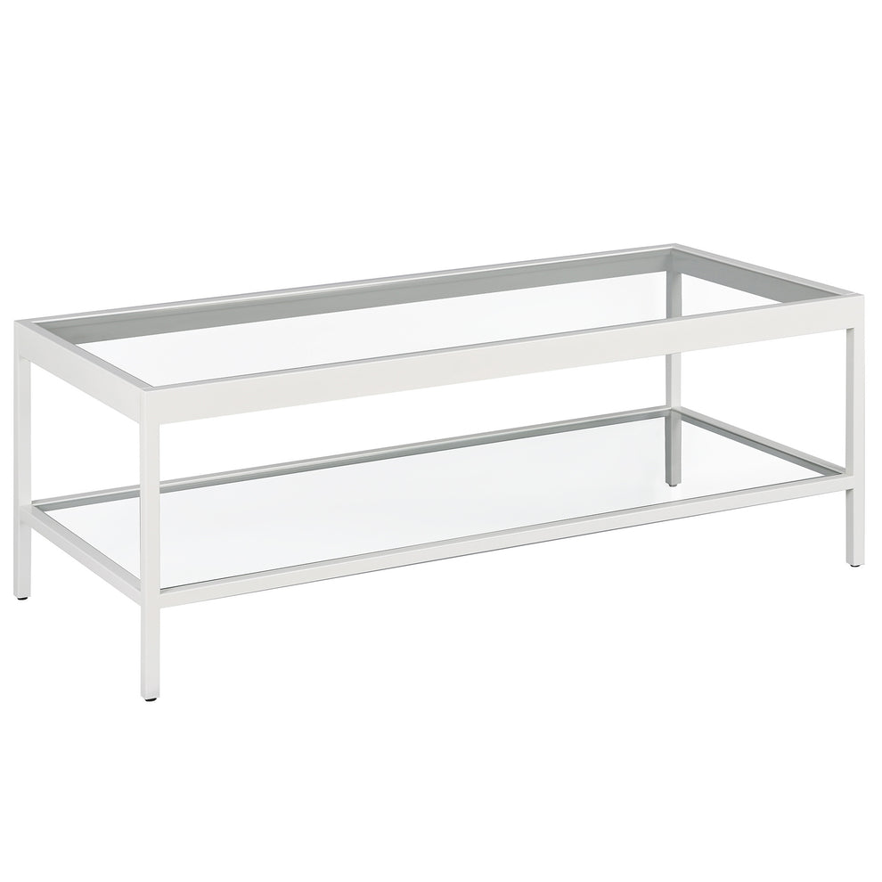 Clear Glass And White Steel Coffee Table With Shelf By Homeroots | Coffee Tables | Modishstore - 2