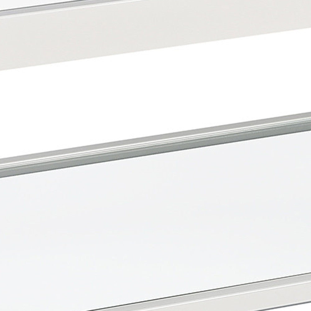 Clear Glass And White Steel Coffee Table With Shelf By Homeroots | Coffee Tables | Modishstore - 5