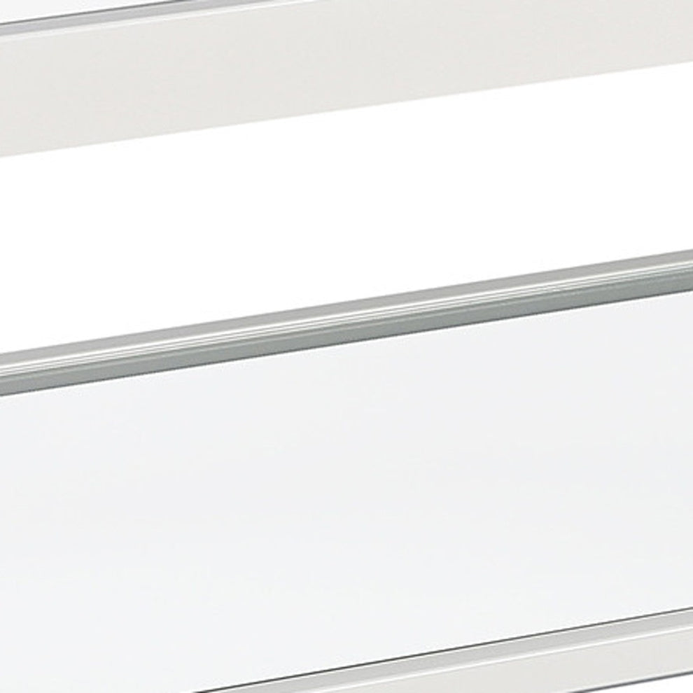Clear Glass And White Steel Coffee Table With Shelf By Homeroots | Coffee Tables | Modishstore - 5