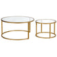 Set of Two Gold Glass And Steel Round Nested Coffee Tables By Homeroots | Coffee Tables | Modishstore - 4