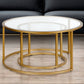 Set of Two Gold Glass And Steel Round Nested Coffee Tables By Homeroots | Coffee Tables | Modishstore - 1
