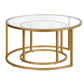Set of Two Gold Glass And Steel Round Nested Coffee Tables By Homeroots | Coffee Tables | Modishstore - 2