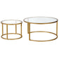 Set of Two Gold Glass And Steel Round Nested Coffee Tables By Homeroots | Coffee Tables | Modishstore - 5