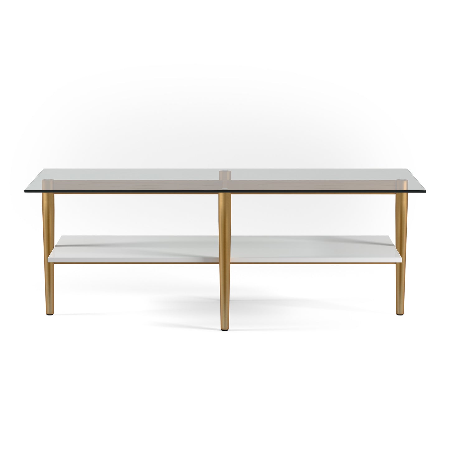 Gold Glass And Steel Coffee Table With Shelf By Homeroots | Coffee Tables | Modishstore - 4
