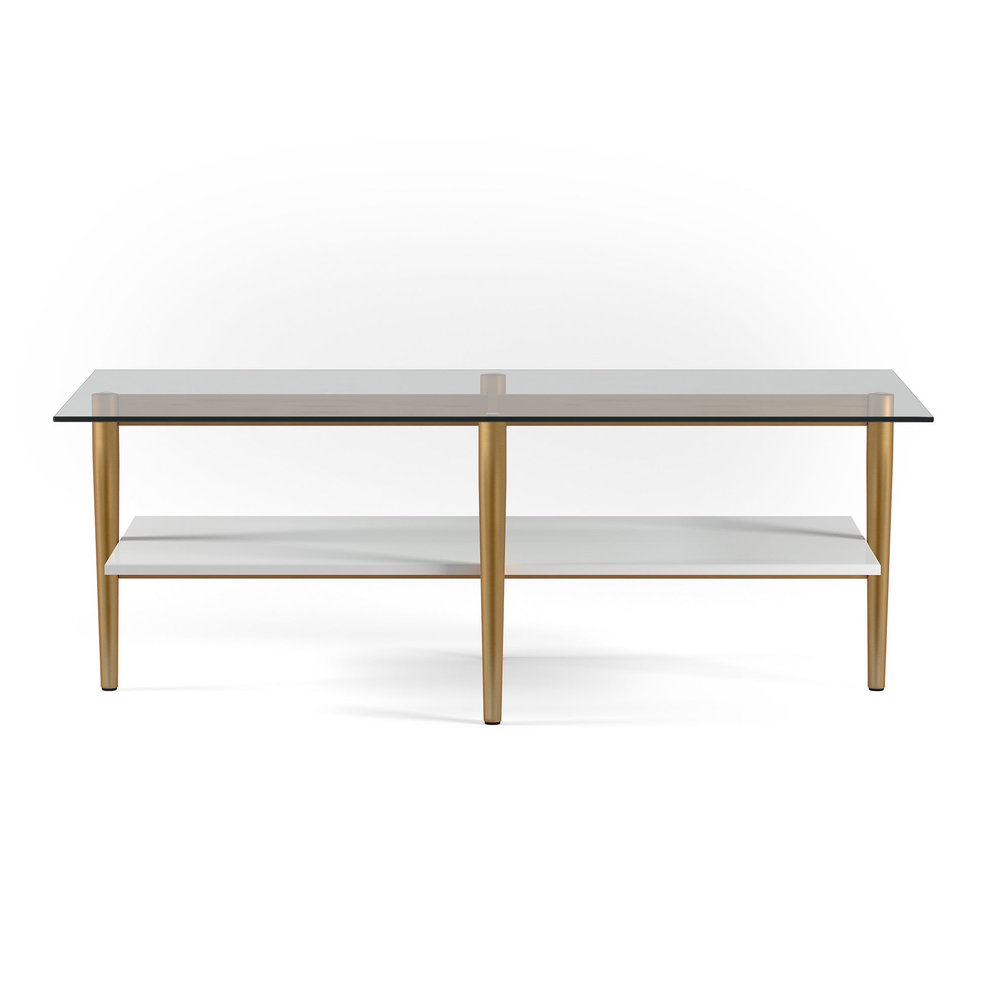 Gold Glass And Steel Coffee Table With Shelf By Homeroots | Coffee Tables | Modishstore - 4