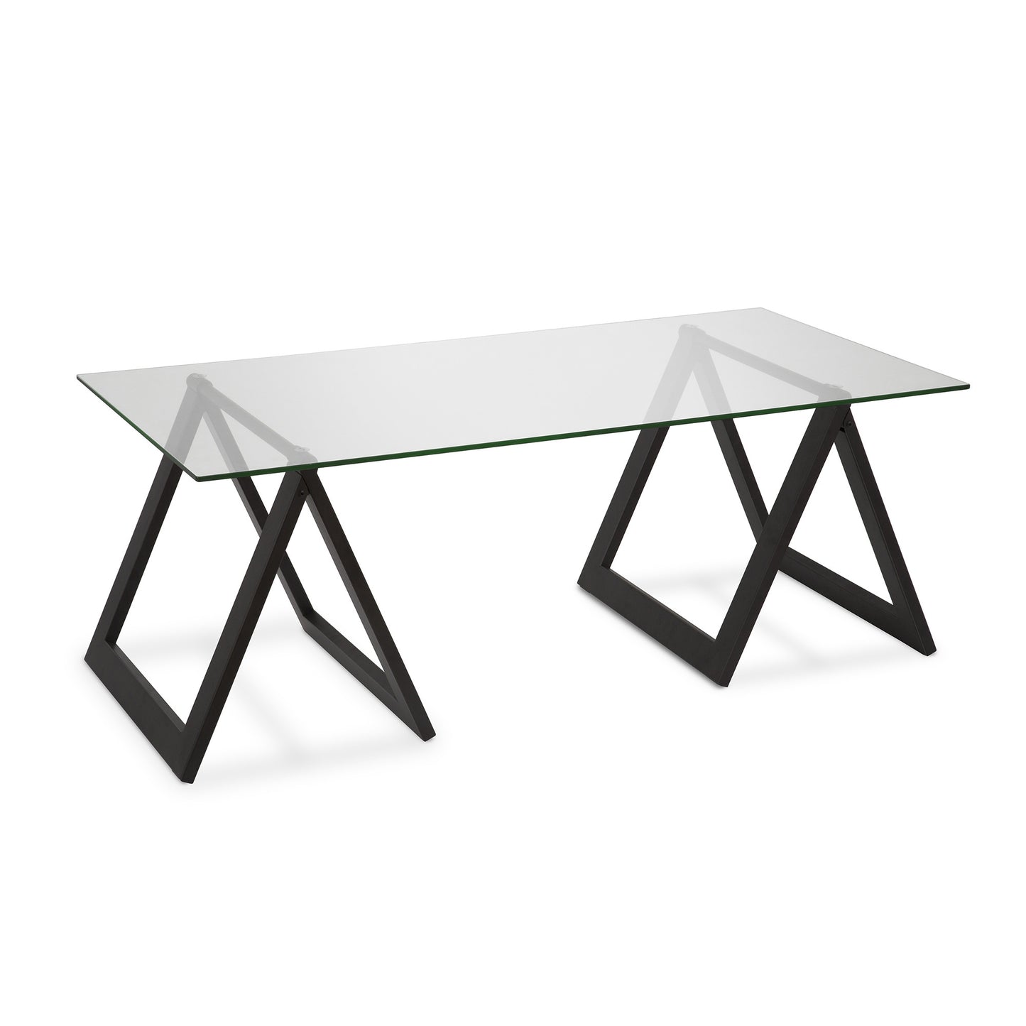 Black Glass And Steel Coffee Table By Homeroots | Coffee Tables | Modishstore - 2