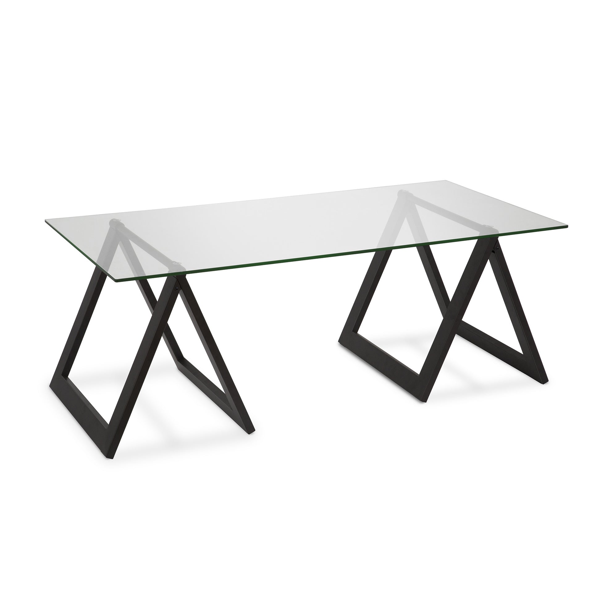 Black Glass And Steel Coffee Table By Homeroots | Coffee Tables | Modishstore - 2