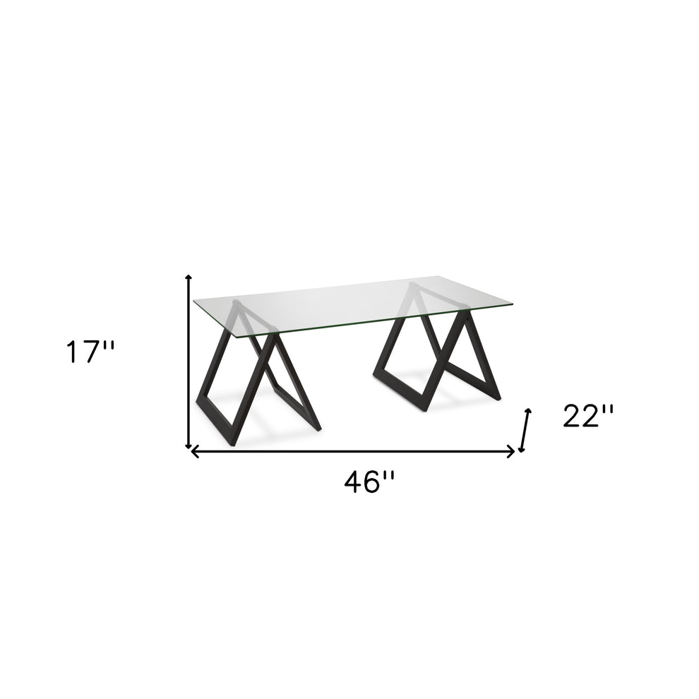 Black Glass And Steel Coffee Table By Homeroots | Coffee Tables | Modishstore - 8