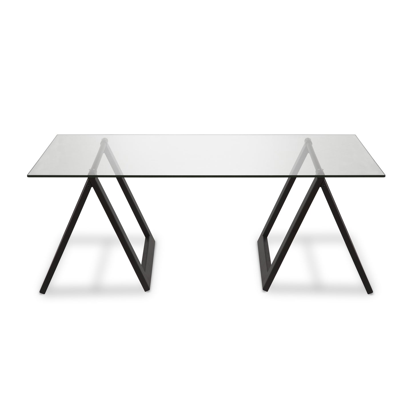 Black Glass And Steel Coffee Table By Homeroots | Coffee Tables | Modishstore - 3