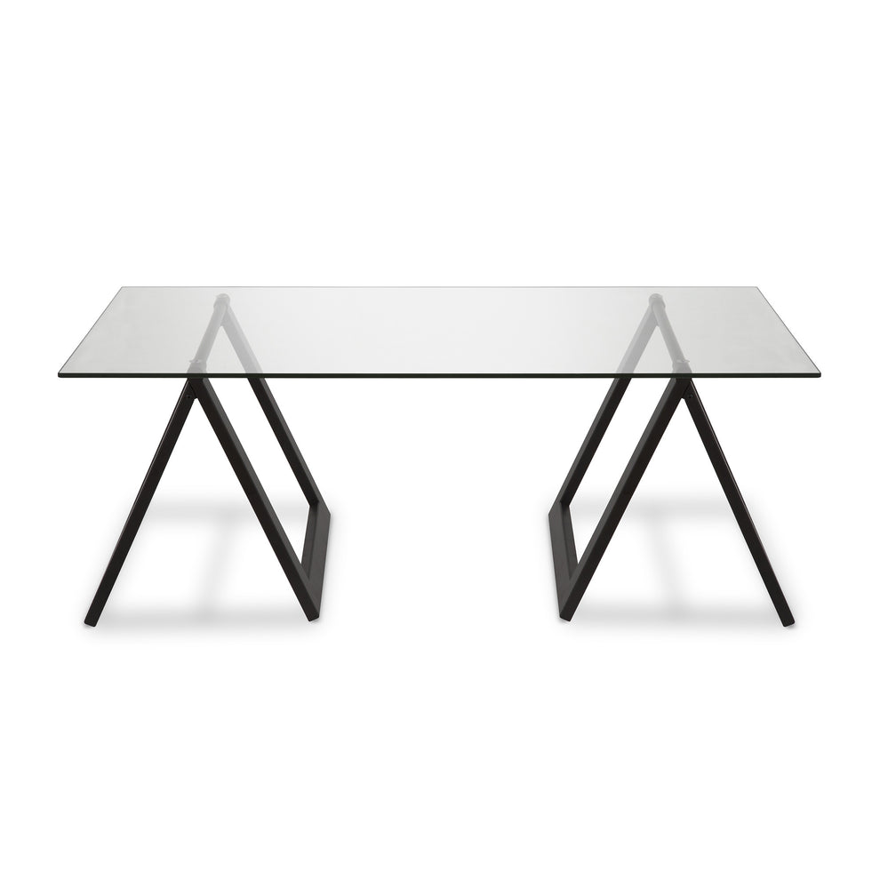 Black Glass And Steel Coffee Table By Homeroots | Coffee Tables | Modishstore - 3