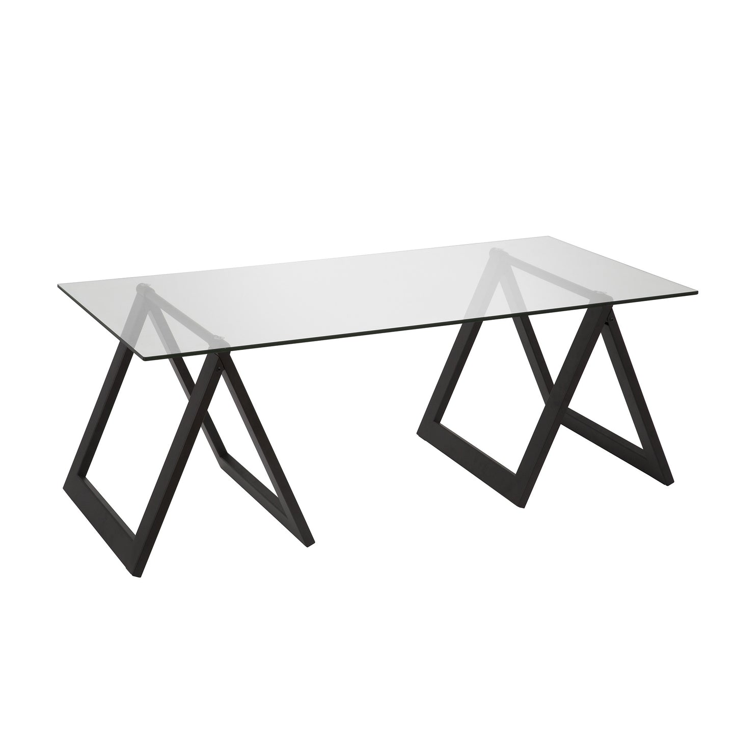 Black Glass And Steel Coffee Table By Homeroots | Coffee Tables | Modishstore - 4