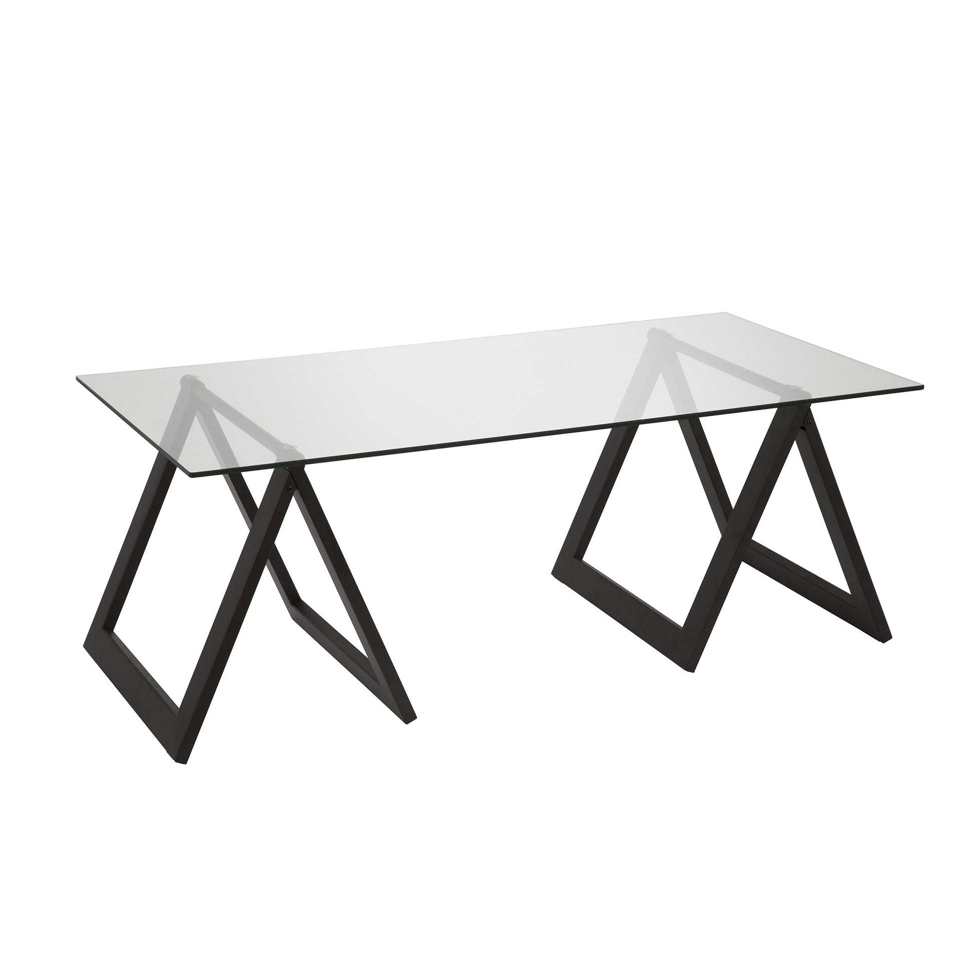 Black Glass And Steel Coffee Table By Homeroots | Coffee Tables | Modishstore - 4