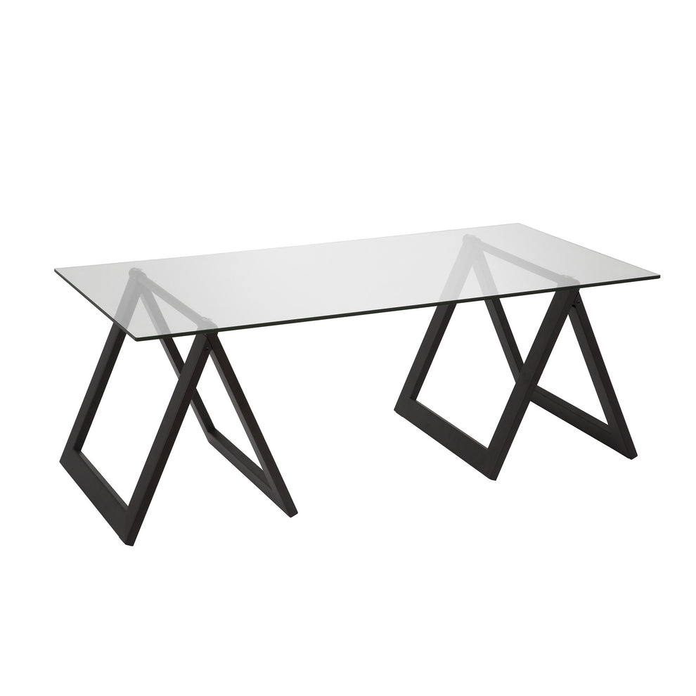 Black Glass And Steel Coffee Table By Homeroots | Coffee Tables | Modishstore - 4