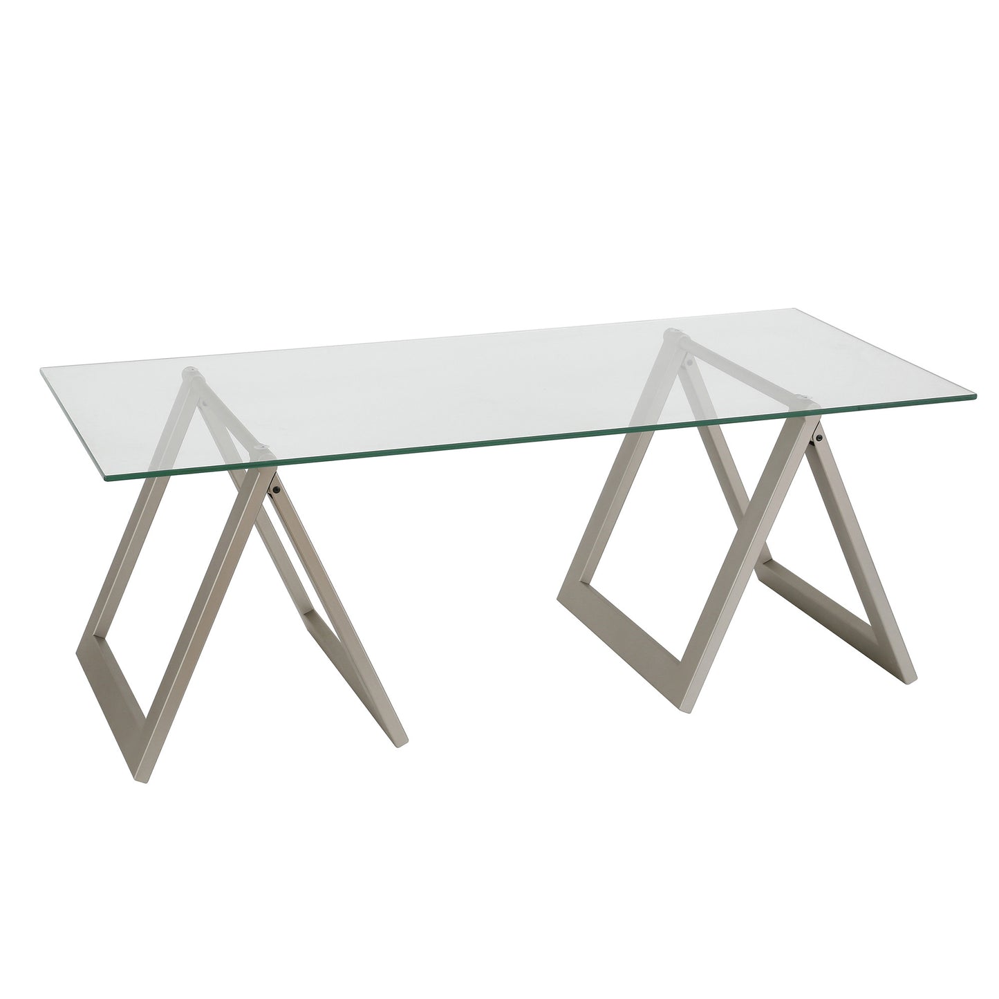 Clear Glass And Steel Coffee Table By Homeroots | Coffee Tables | Modishstore - 2