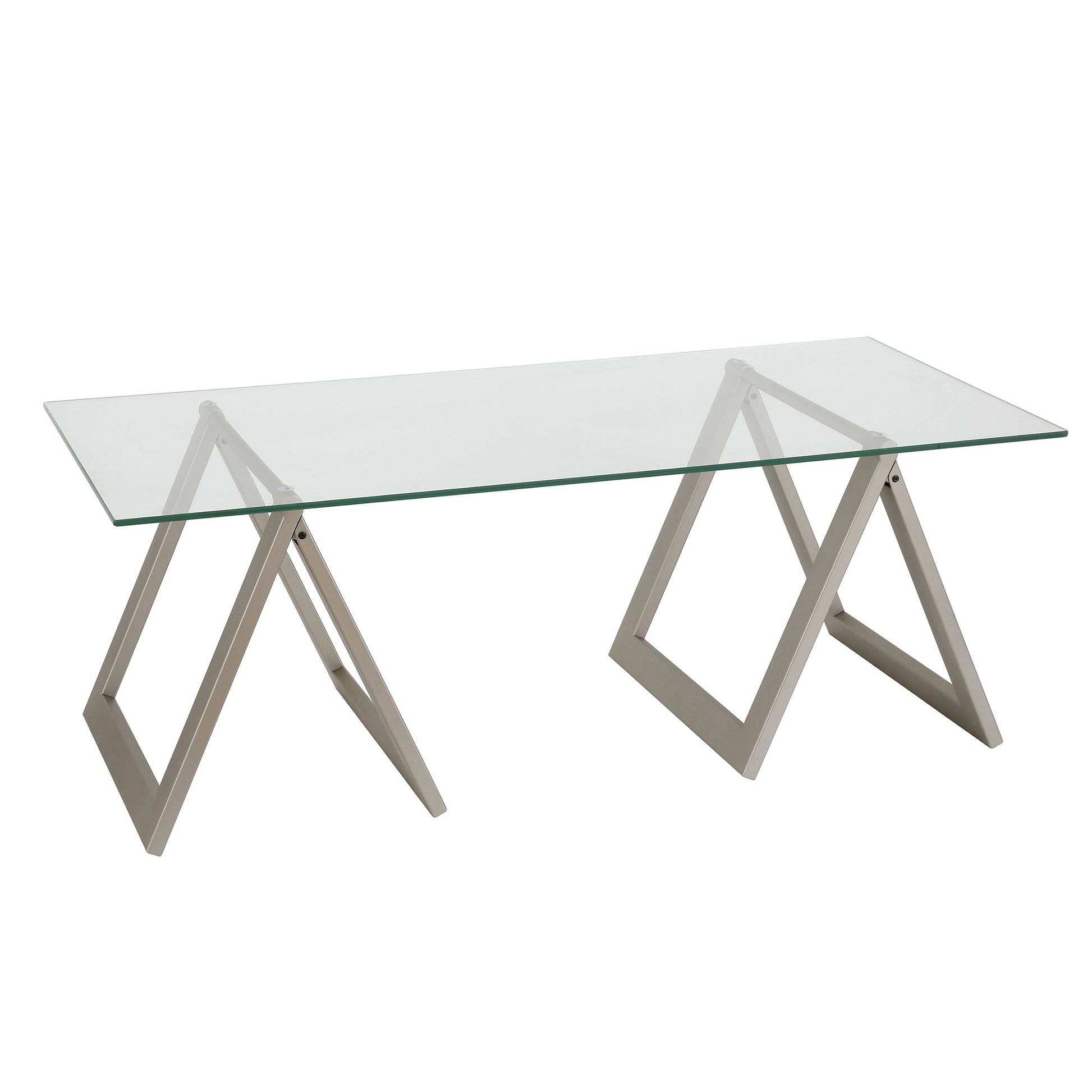 Clear Glass And Steel Coffee Table By Homeroots | Coffee Tables | Modishstore - 2