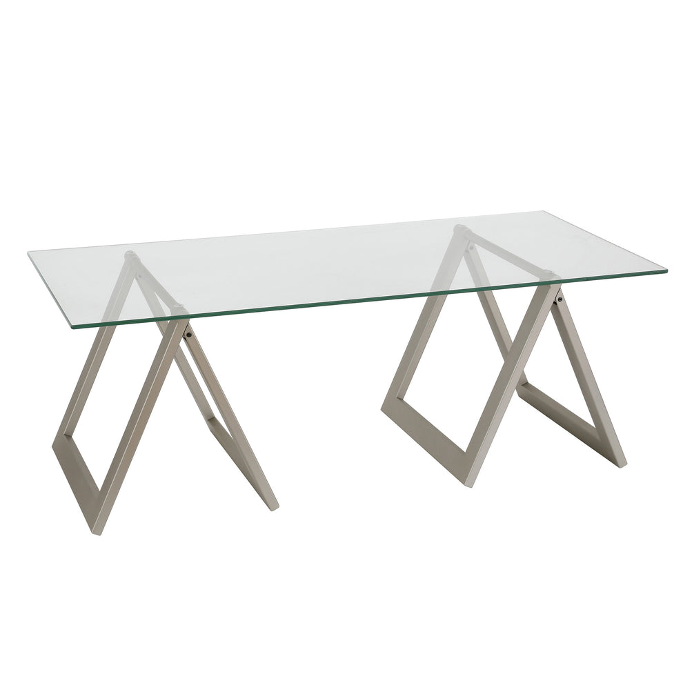 Clear Glass And Steel Coffee Table By Homeroots | Coffee Tables | Modishstore - 2