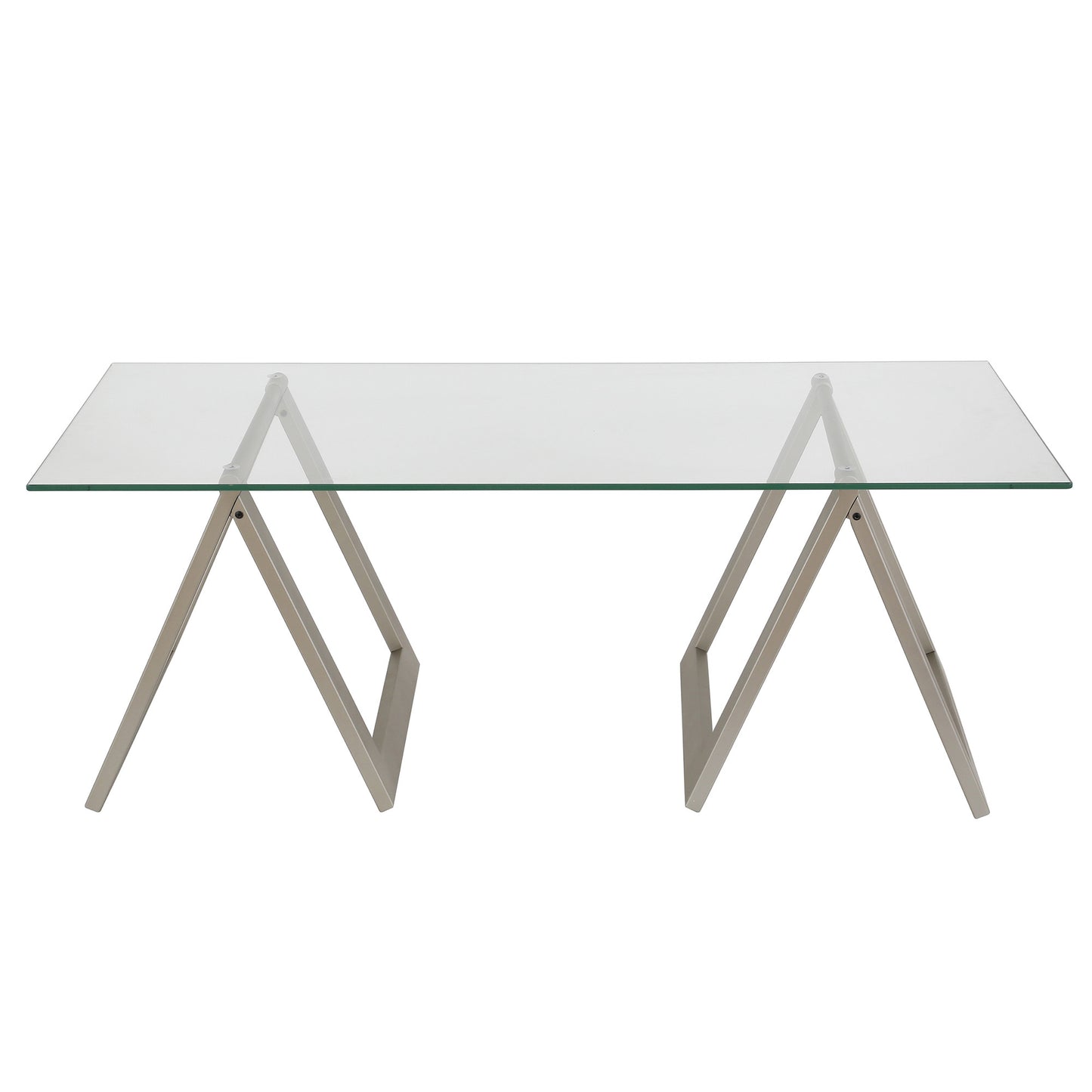 Clear Glass And Steel Coffee Table By Homeroots | Coffee Tables | Modishstore - 3