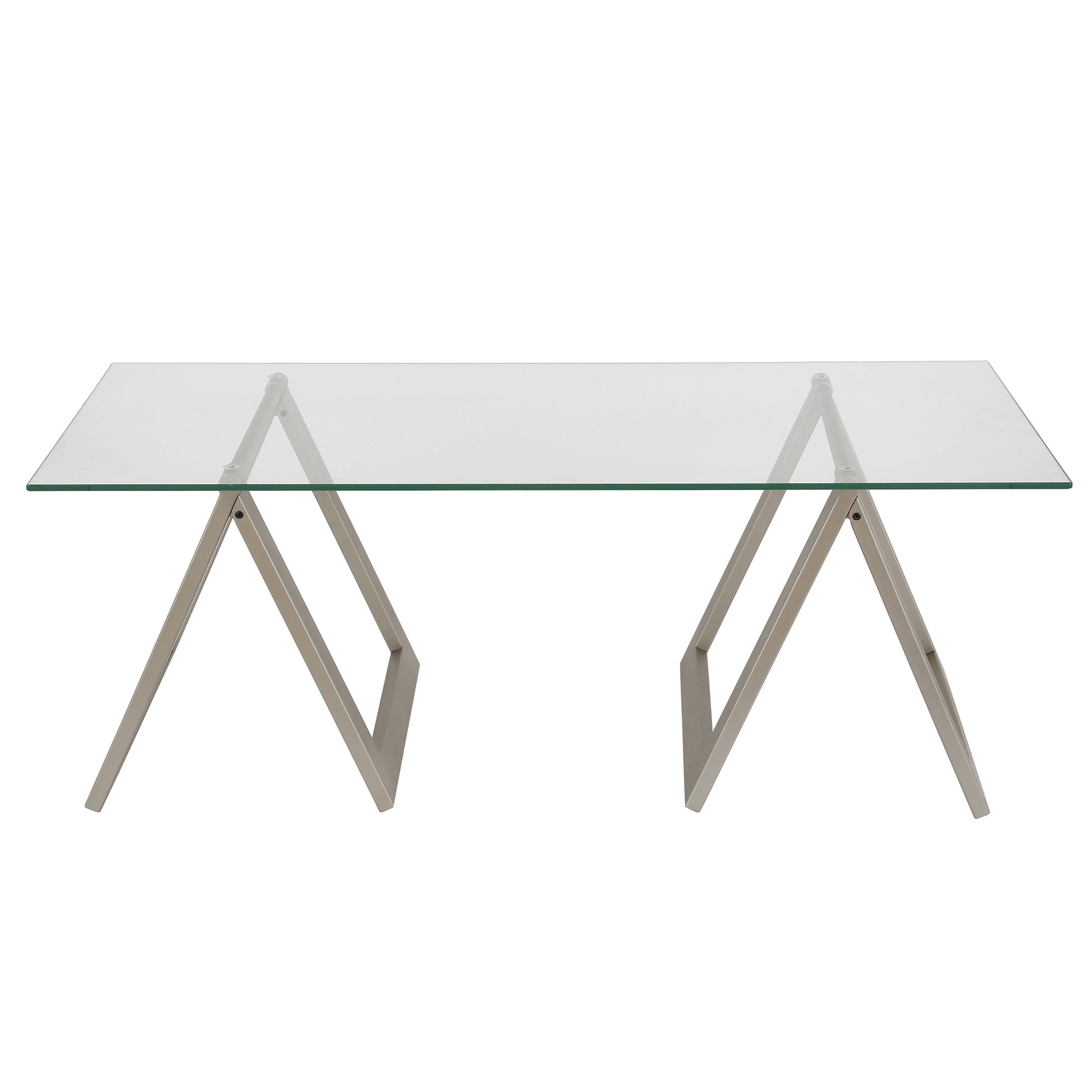 Clear Glass And Steel Coffee Table By Homeroots | Coffee Tables | Modishstore - 3