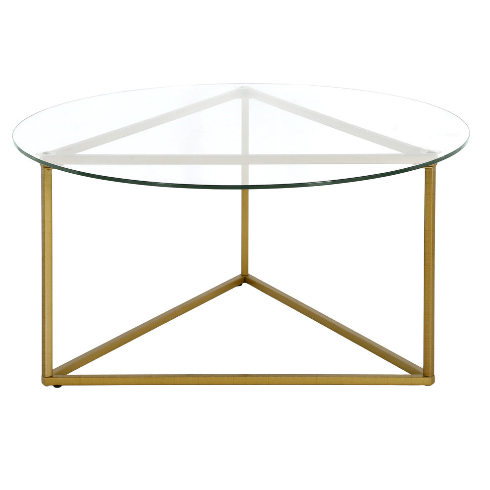Gold Glass And Steel Round Coffee Table By Homeroots | Coffee Tables | Modishstore - 3