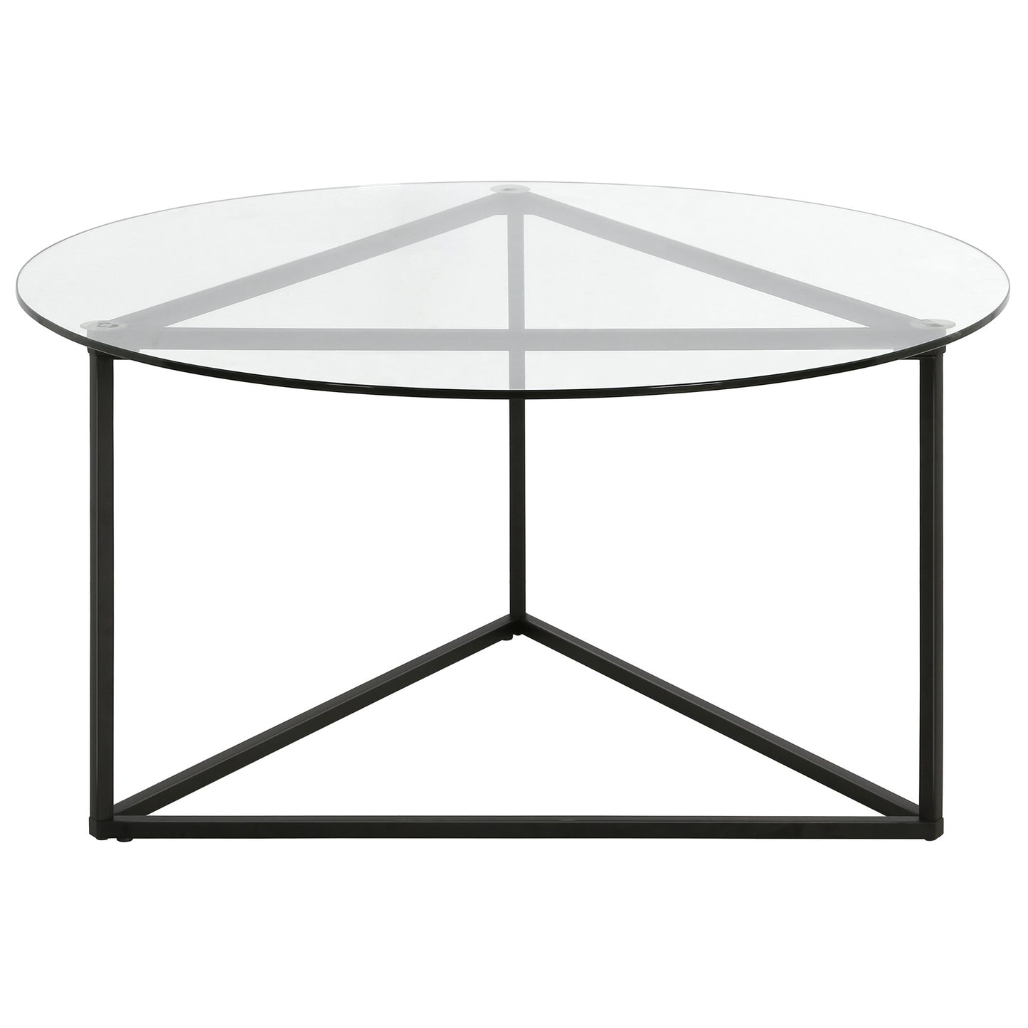 Black Glass And Steel Round Coffee Table By Homeroots | Coffee Tables | Modishstore - 2