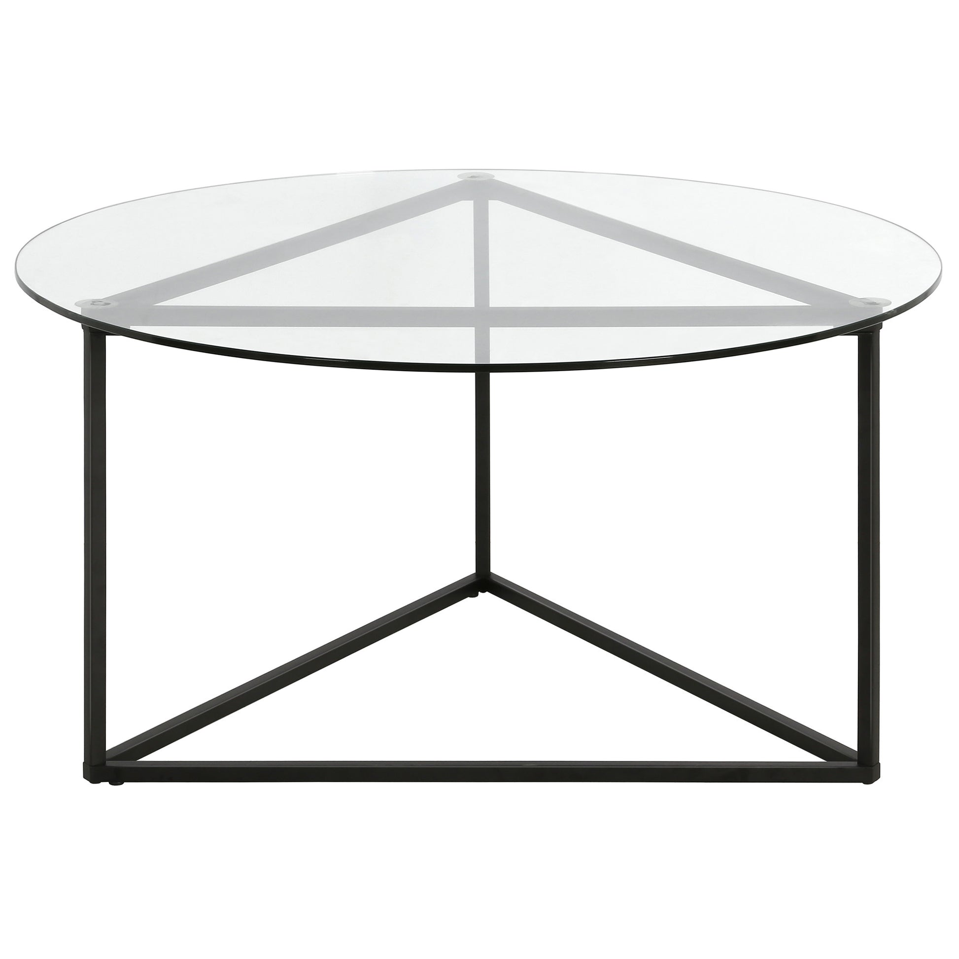Black Glass And Steel Round Coffee Table By Homeroots | Coffee Tables | Modishstore - 2