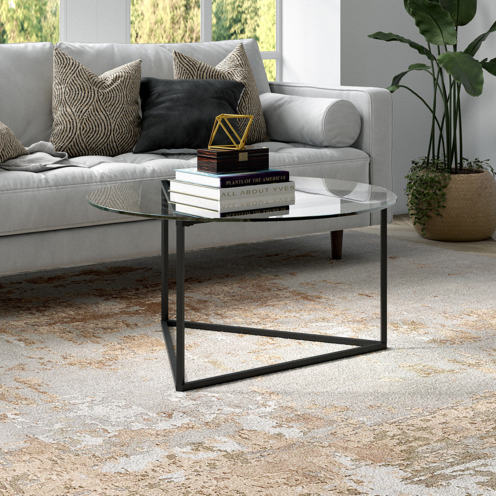 Black Glass And Steel Round Coffee Table By Homeroots | Coffee Tables | Modishstore - 6