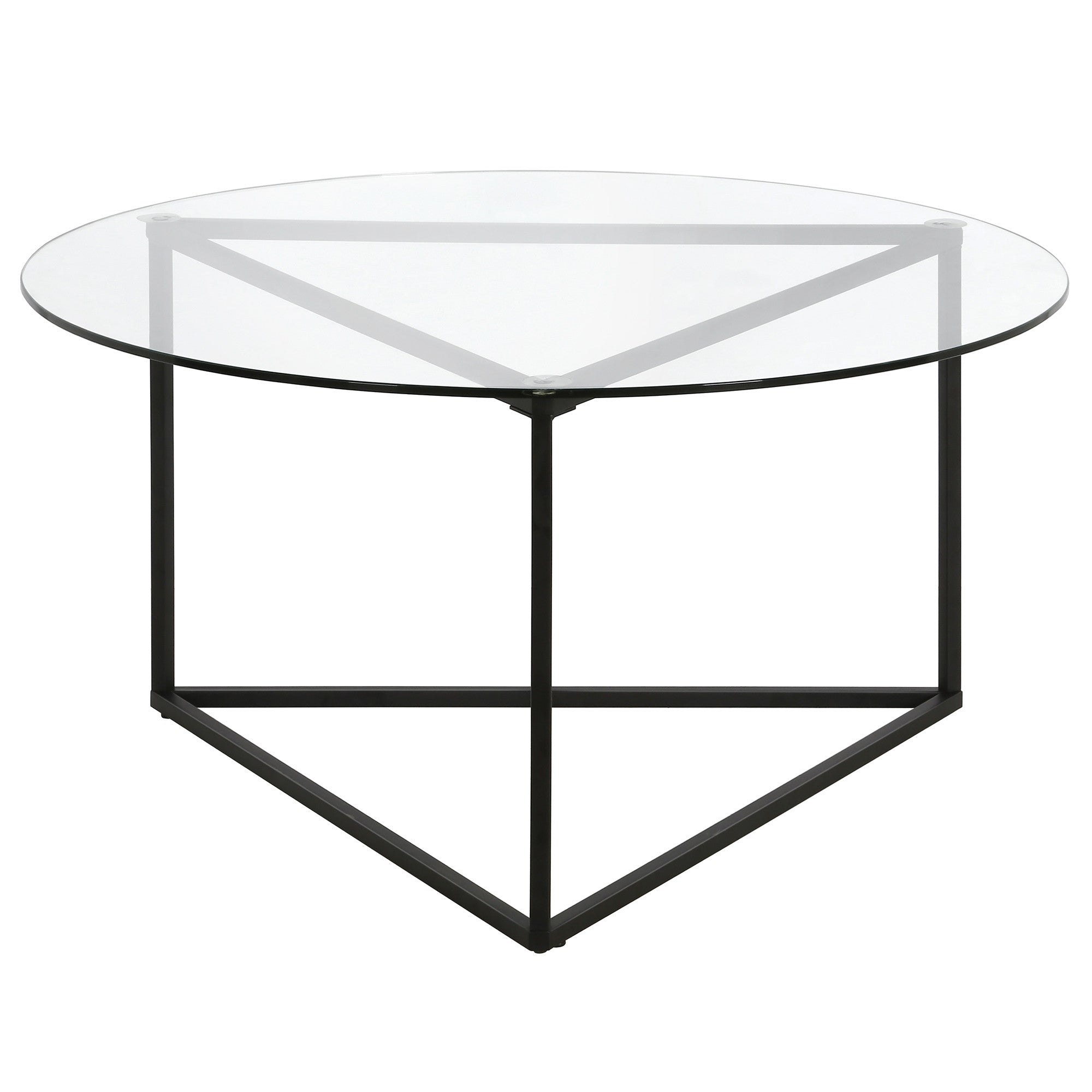 Black Glass And Steel Round Coffee Table - Thumbnail 2