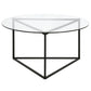 Black Glass And Steel Round Coffee Table By Homeroots | Coffee Tables | Modishstore - 3