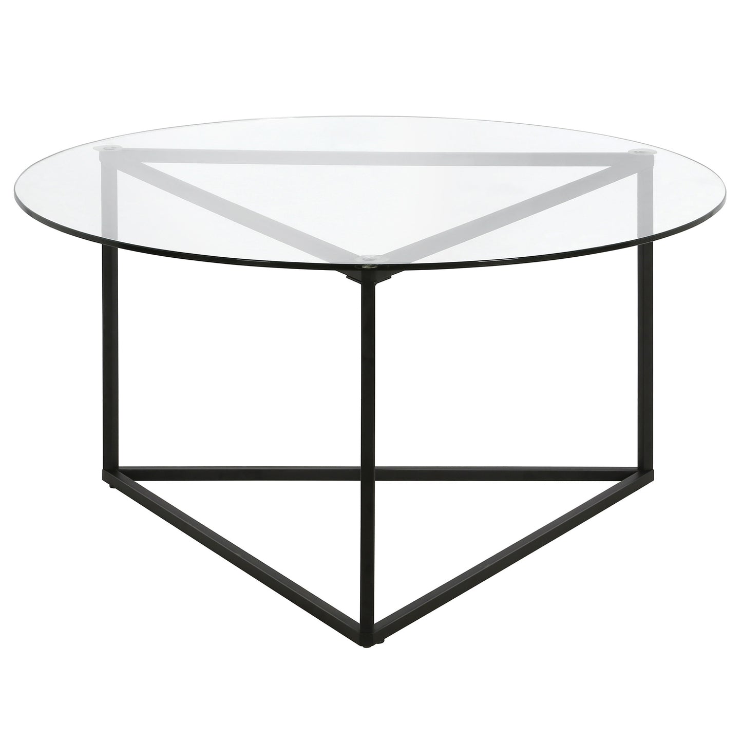 Black Glass And Steel Round Coffee Table By Homeroots | Coffee Tables | Modishstore - 3