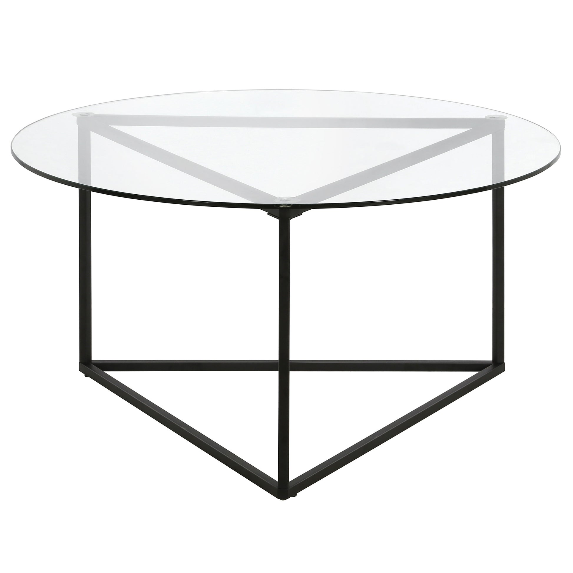 Black Glass And Steel Round Coffee Table By Homeroots | Coffee Tables | Modishstore - 3