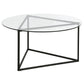 Black Glass And Steel Round Coffee Table By Homeroots | Coffee Tables | Modishstore - 4