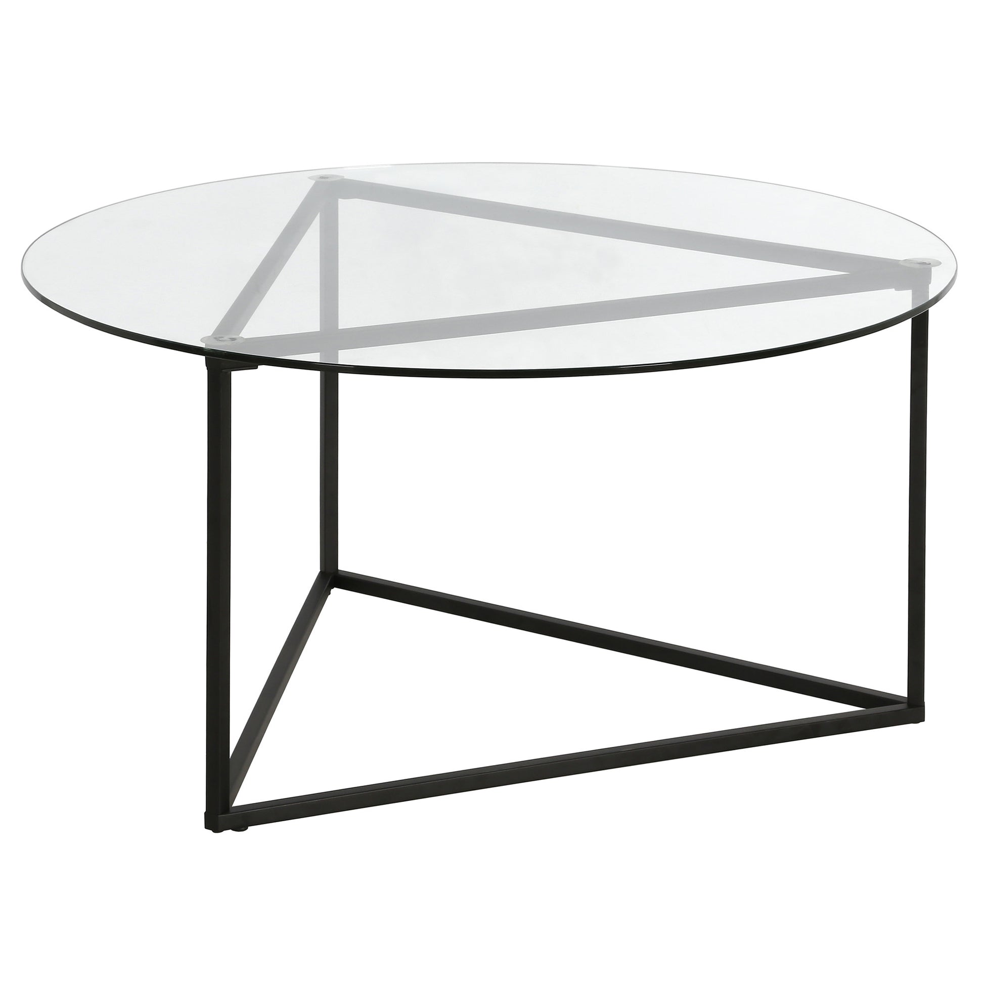 Black Glass And Steel Round Coffee Table By Homeroots | Coffee Tables | Modishstore - 4